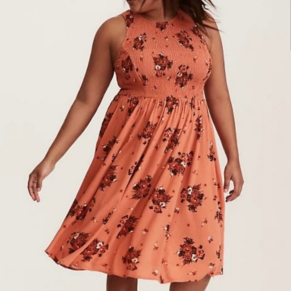 Torrid Racer Back Floral Midi Dress